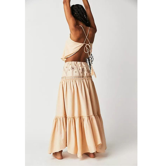 New Free People Crystal Cove Maxi Skirt & Tank Set $320 MEDIUM Boho Embroidered - Picture 4 of 13